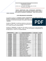 Lista Preliminar de Inscritos e Classificação 004 2023