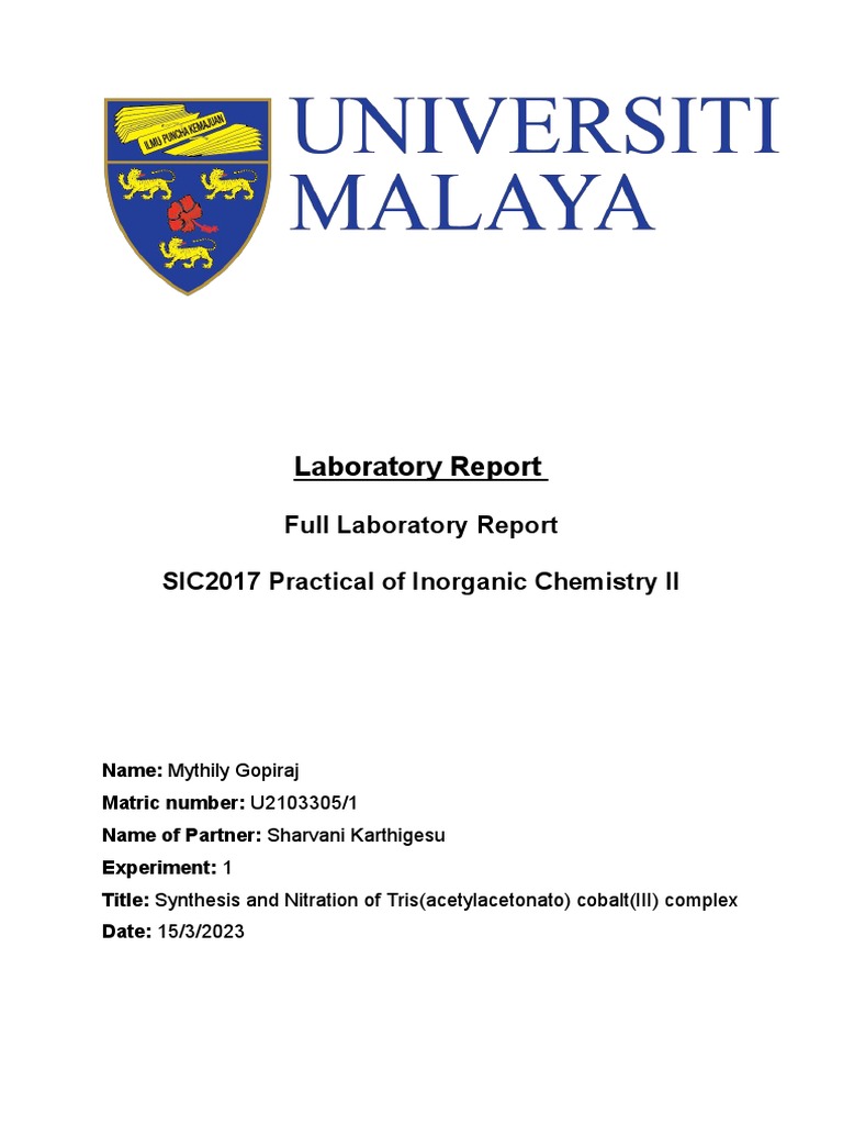 Synthesis and Nitration of Co(acac)3 | PDF | Coordination Complex ...