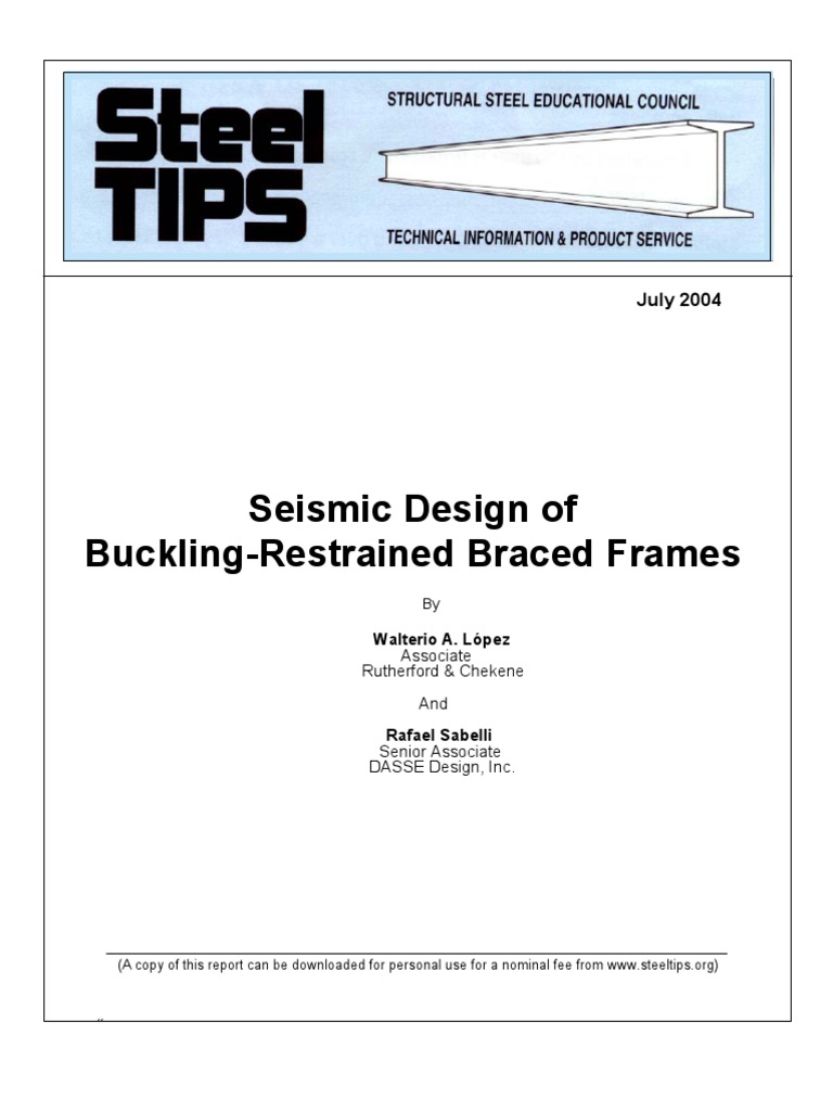 Seismic Design of Buckling-Restrained Braced Frames: July 2004 | PDF ...