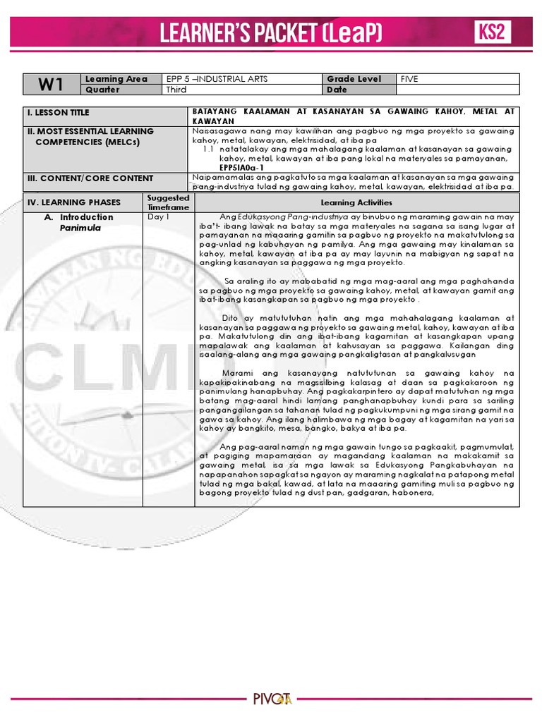 Epp 5 Industrial Arts Five Third PDF