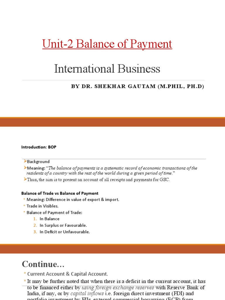 Unit-2 IB | PDF | Comparative Advantage | Balance Of Payments