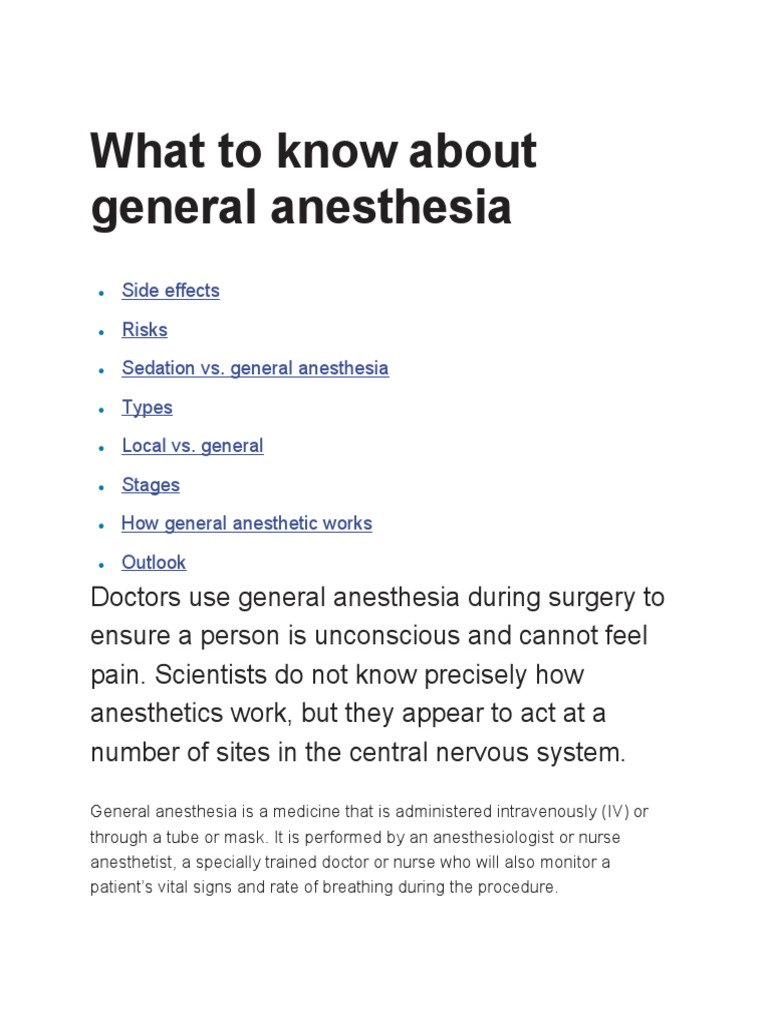 Understanding General Anesthesia | PDF | Anesthesia | Surgery
