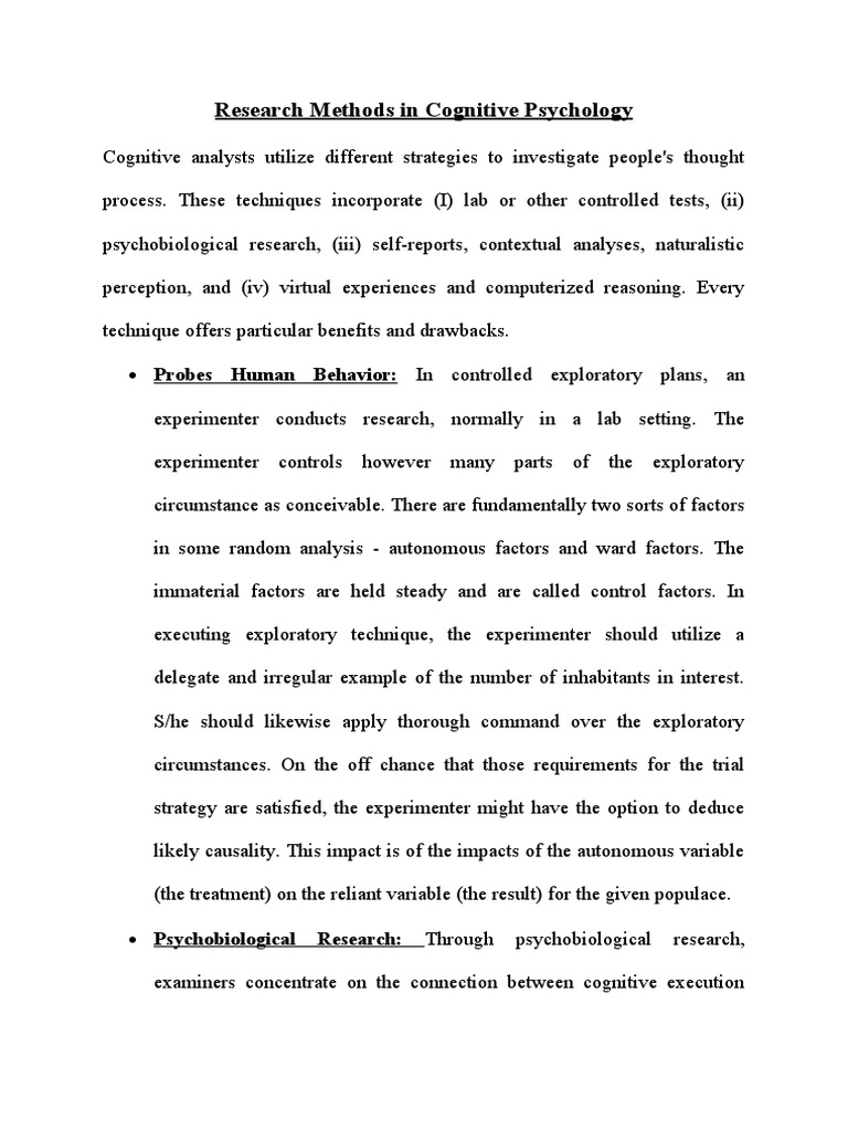 Research Methods in Cognitive Psychology | PDF | Cognitive Science ...