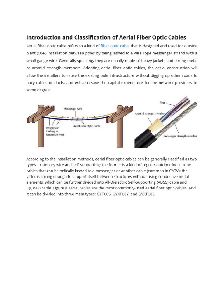 Aerial Fiber Optic Cable Installation Guide | PDF | Optical Fiber ...