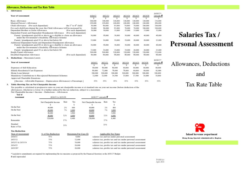 Tax Rate Table PDF Tax Deduction Taxes