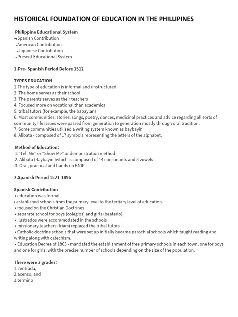 Historical Foundations of Philippine Education | PDF | Schools | Thesis
