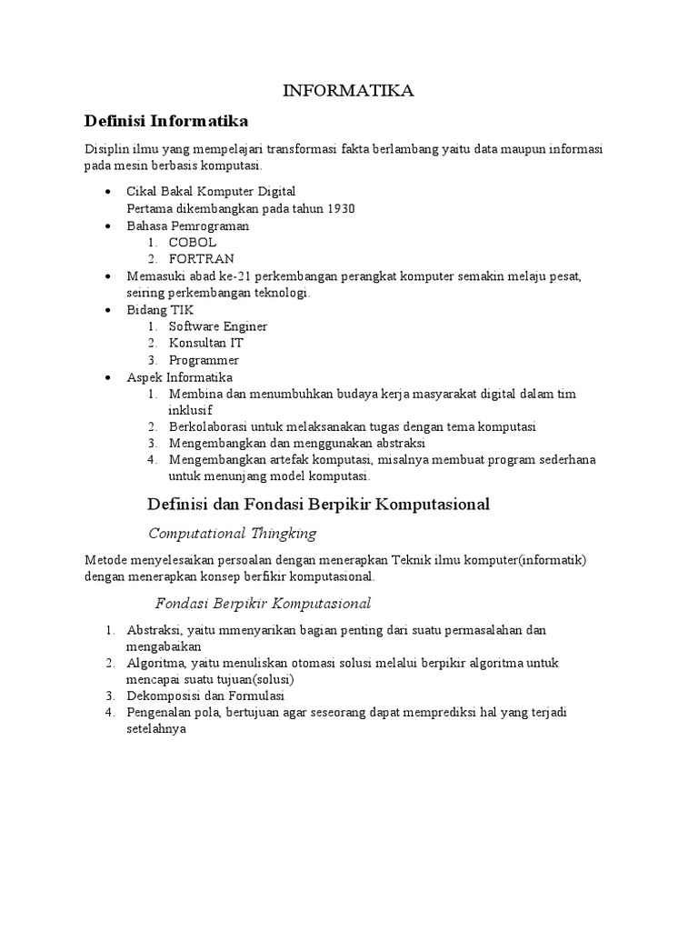 Manfaat dan Aspek Informatika Sehari-hari | PDF