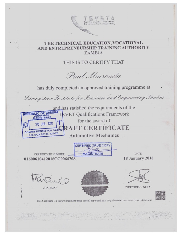 College Certificate Pdf