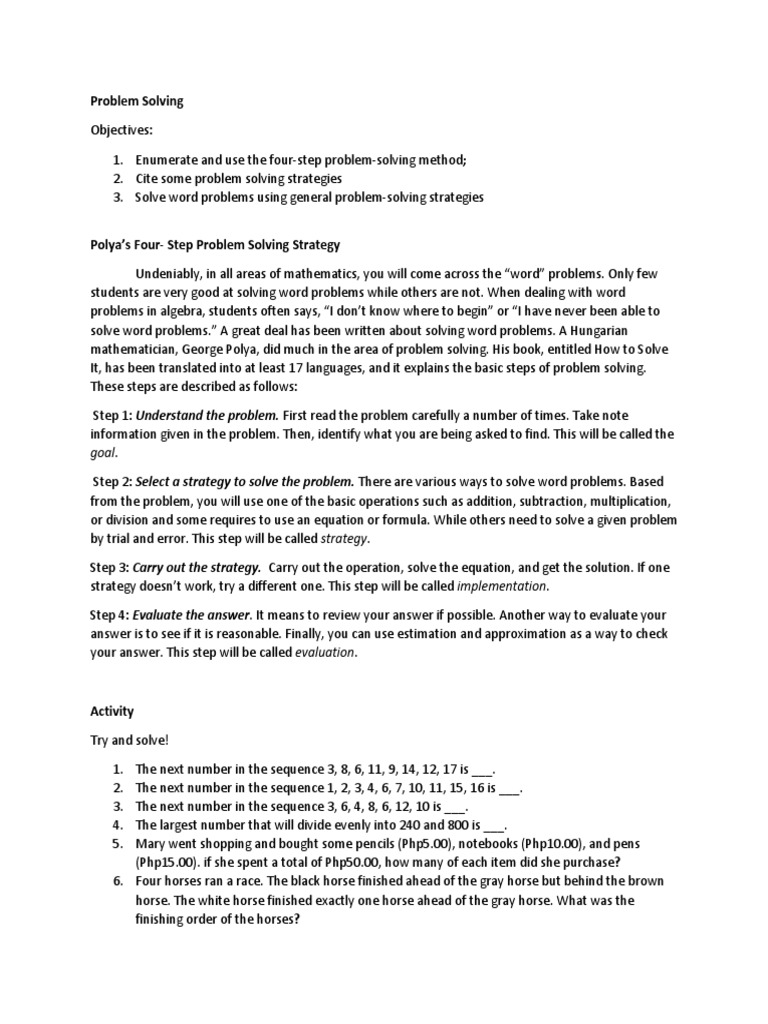 Problem Solving | PDF | Equations | Science