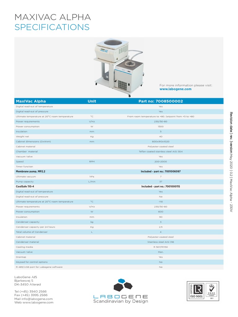 Labogene - MaxiVac Alpha - 230V | PDF | Vacuum | Mechanical Engineering