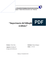 Importancia Del Bilingüismo y Oralismo1