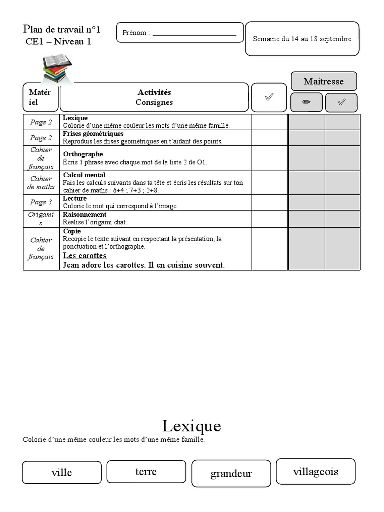 Plan de travail CE1 - Période 1 | PDF | Arts du langage et discipline