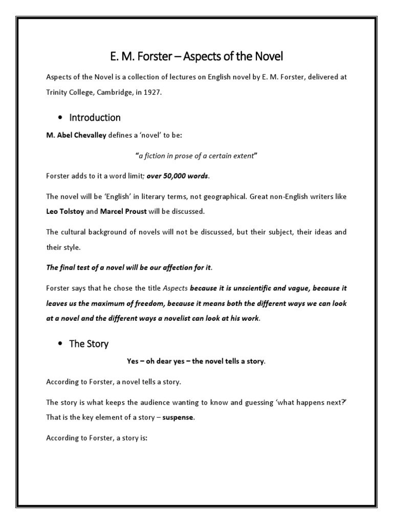 Forster's Insights on Novel Aspects | PDF | Narration | Plot (Narrative)