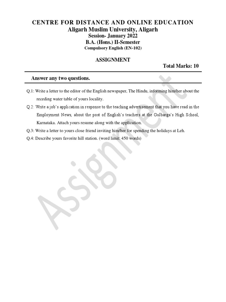 B A Ii Semester En 102 Pdf