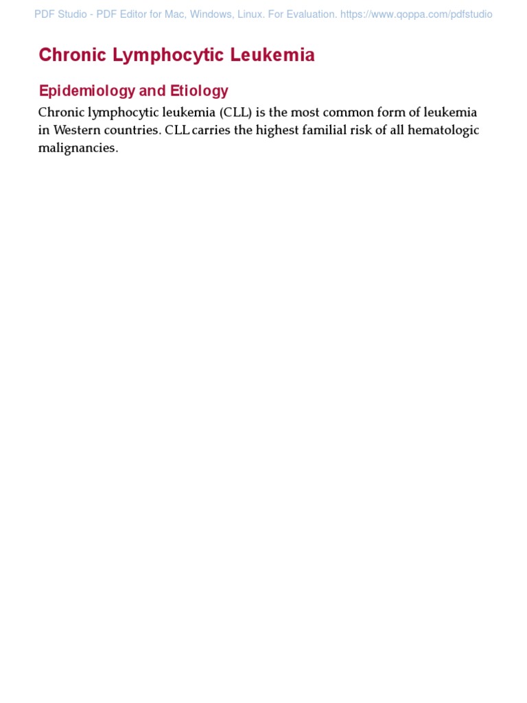 Chronic Lymphocytic Leukemia Overview | PDF | Epidemiology | Clinical ...