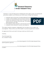 Fifth Grade Homework Policy 2011-12