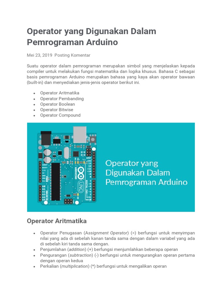 Operator yang Digunakan Dalam Pemrograman Arduino | PDF