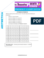 Actividades de Numeros Primos y Compuestos para Quinto de Primaria