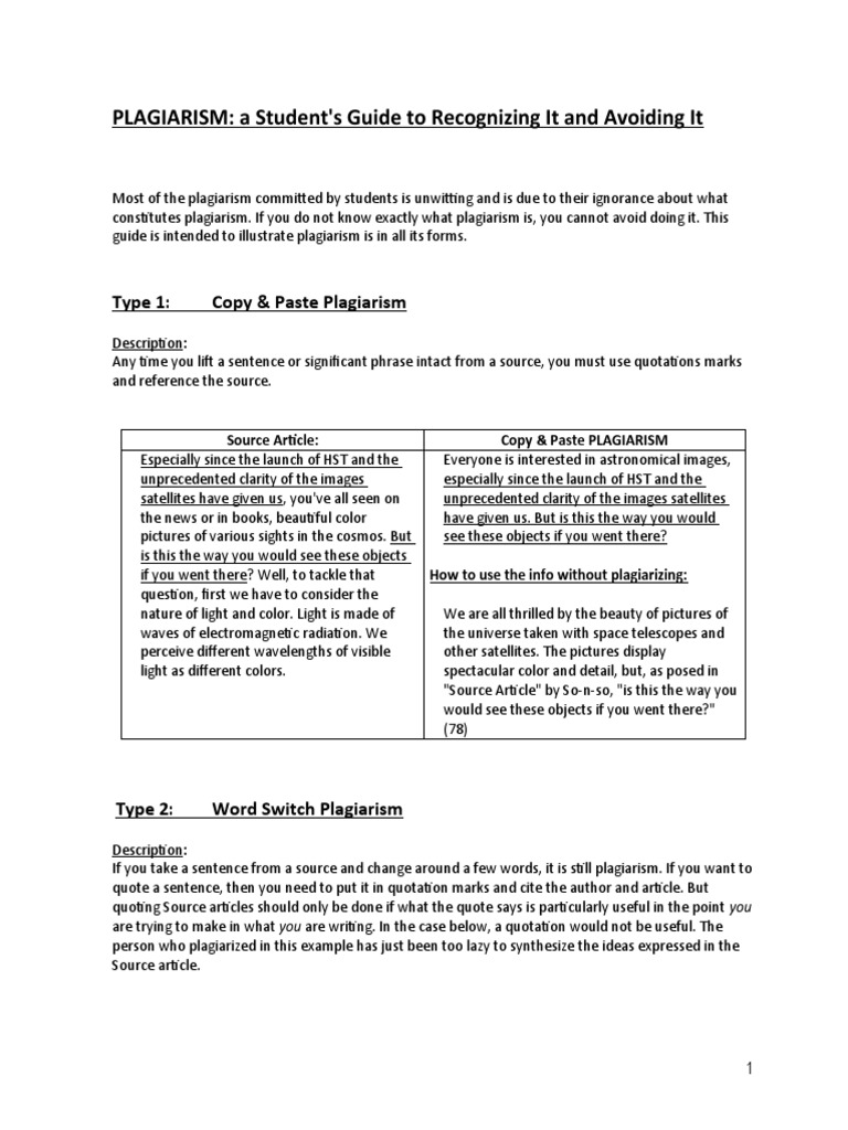 Examples of plagiarism pdf stars light