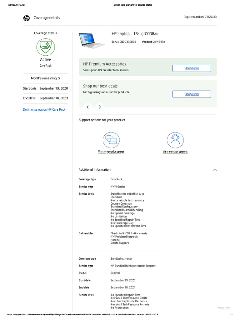 Check Your Warranty or Service Status PDF Computing