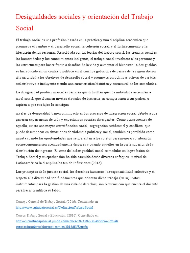 Desigualdad Social y Trabajo Social en LATAM | PDF