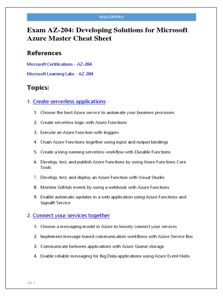 AZ-204 Exam Master Cheat Sheet | PDF | Microsoft Azure | Internet & Web