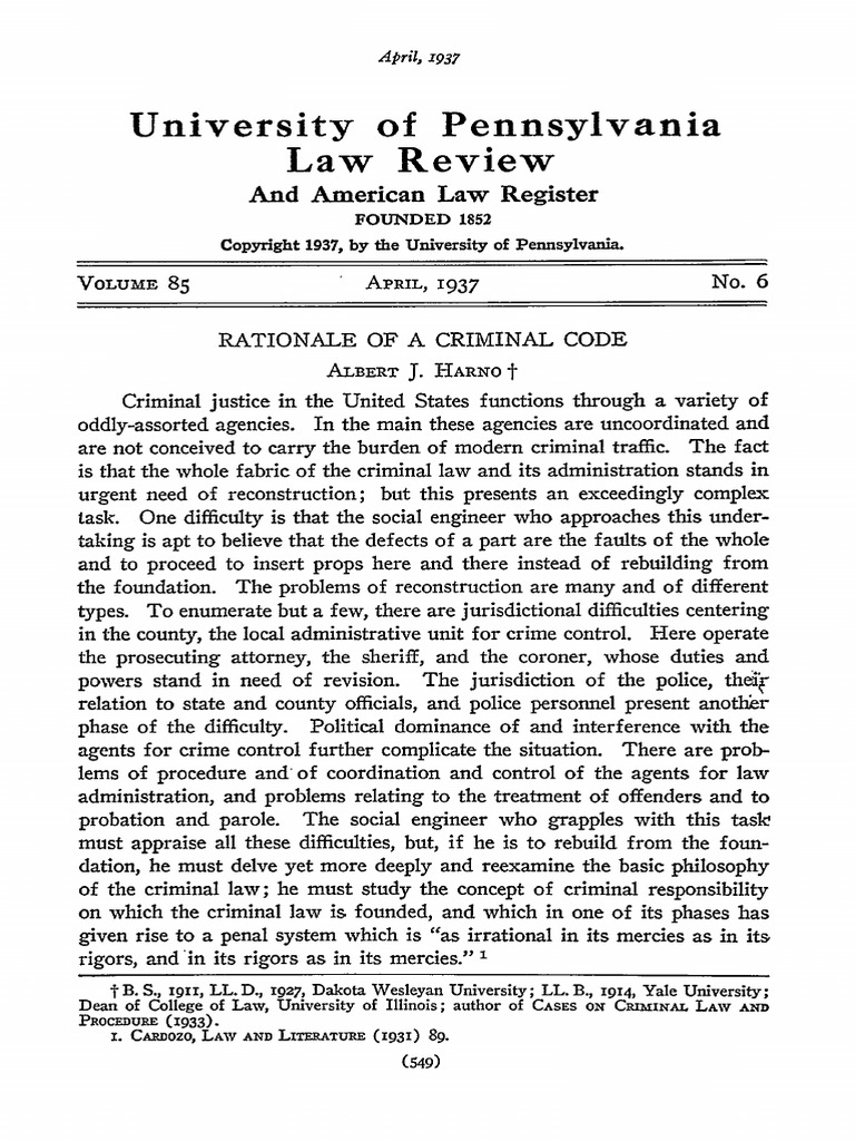 Rationale of A Criminal Code PDF Crimes Crime & Violence