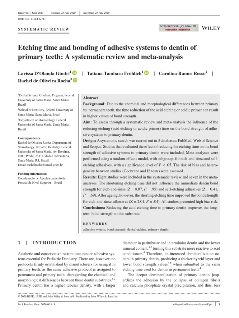 Etching Time and Bonding of Adhesive Systems To Dentin of Primary Teeth