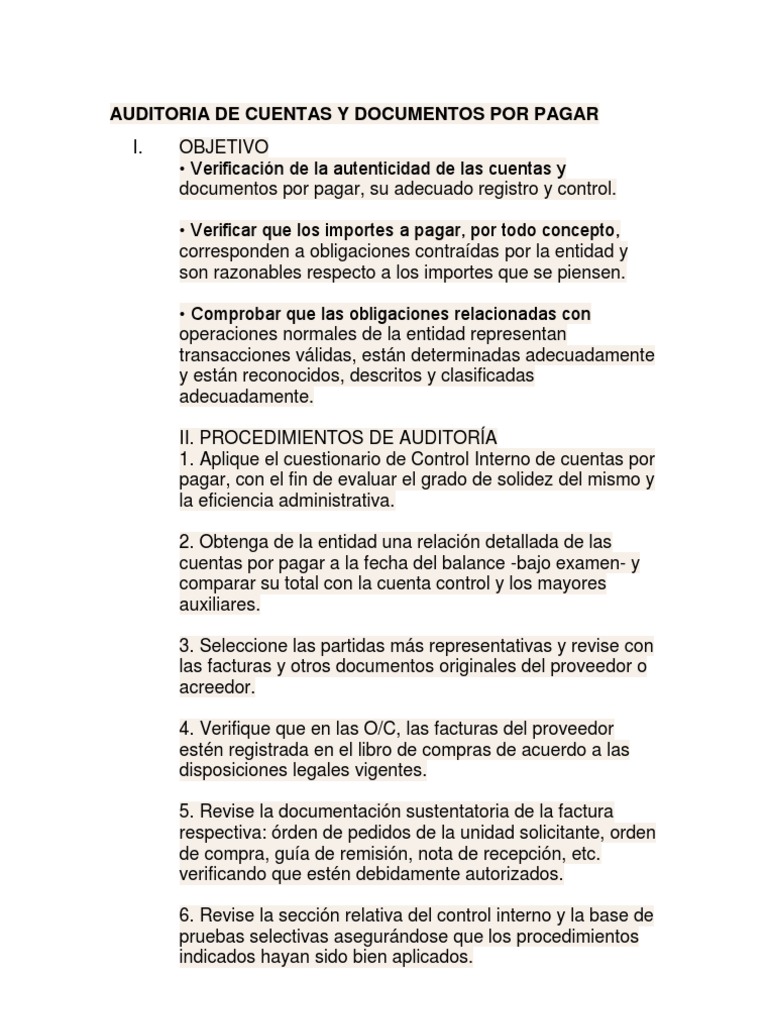 Auditoria de Cuentas y Documentos Por Pagar | PDF | Auditoría ...