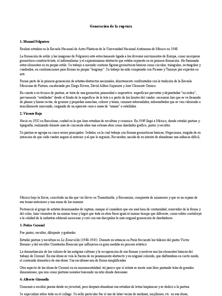 Autores Generación de La Ruptura PDF Las artes Estética
