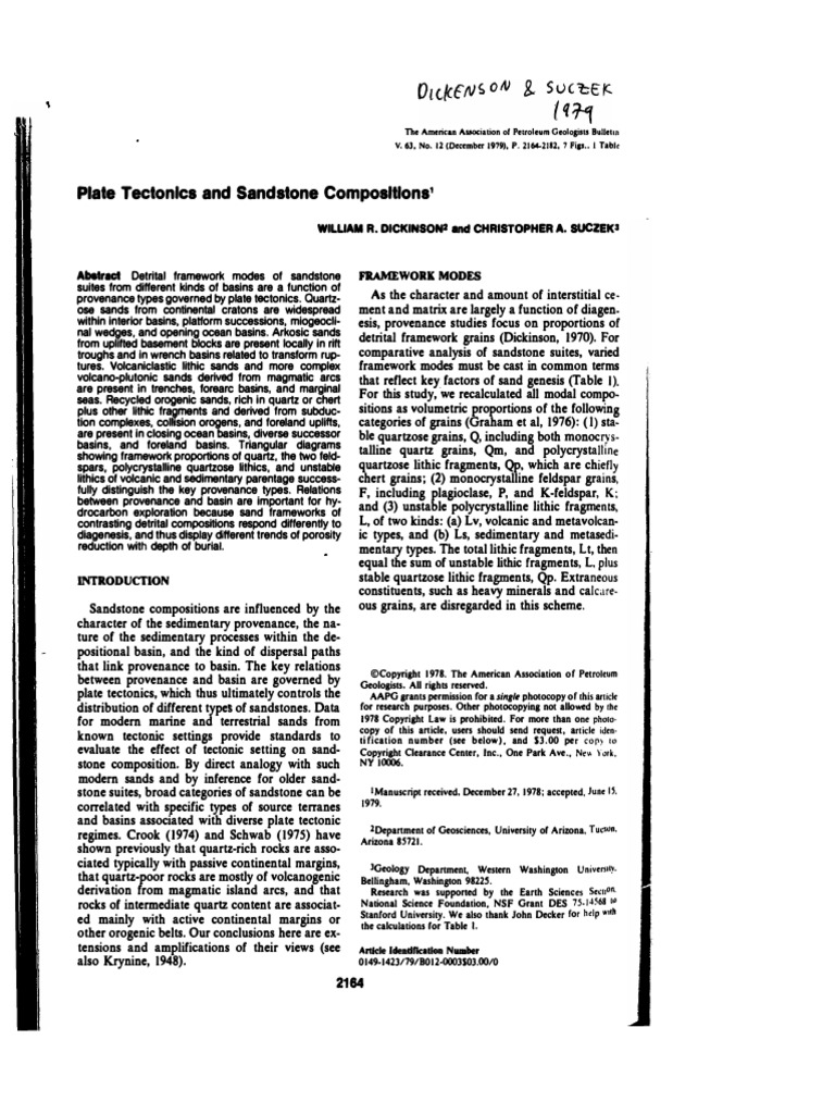 1979 Tectonics Sandstone Composition Dickinson Suczek Pdf
