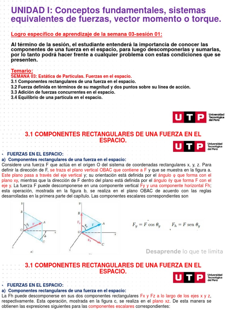 UNIDAD I: Conceptos Fundamentales, Sistemas Equivalentes de Fuerzas ...