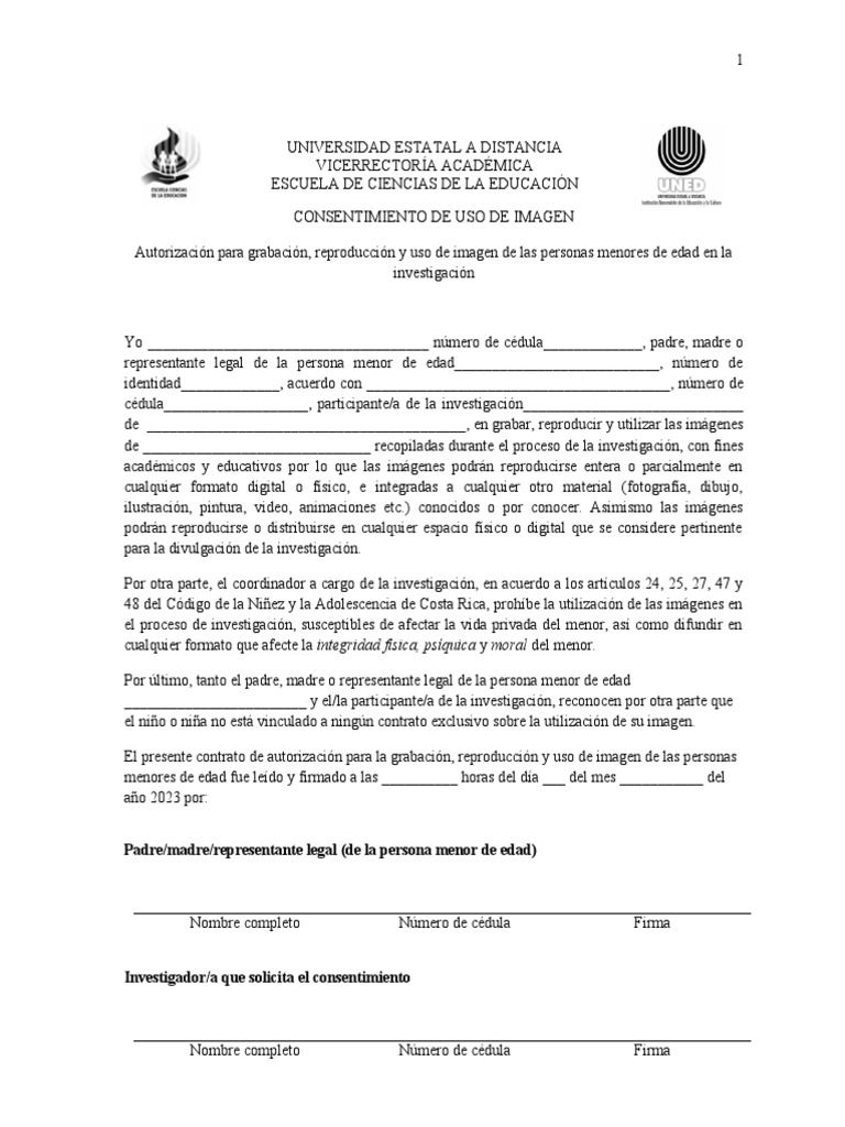 Consentimiento de uso de imagen pdf imagen
