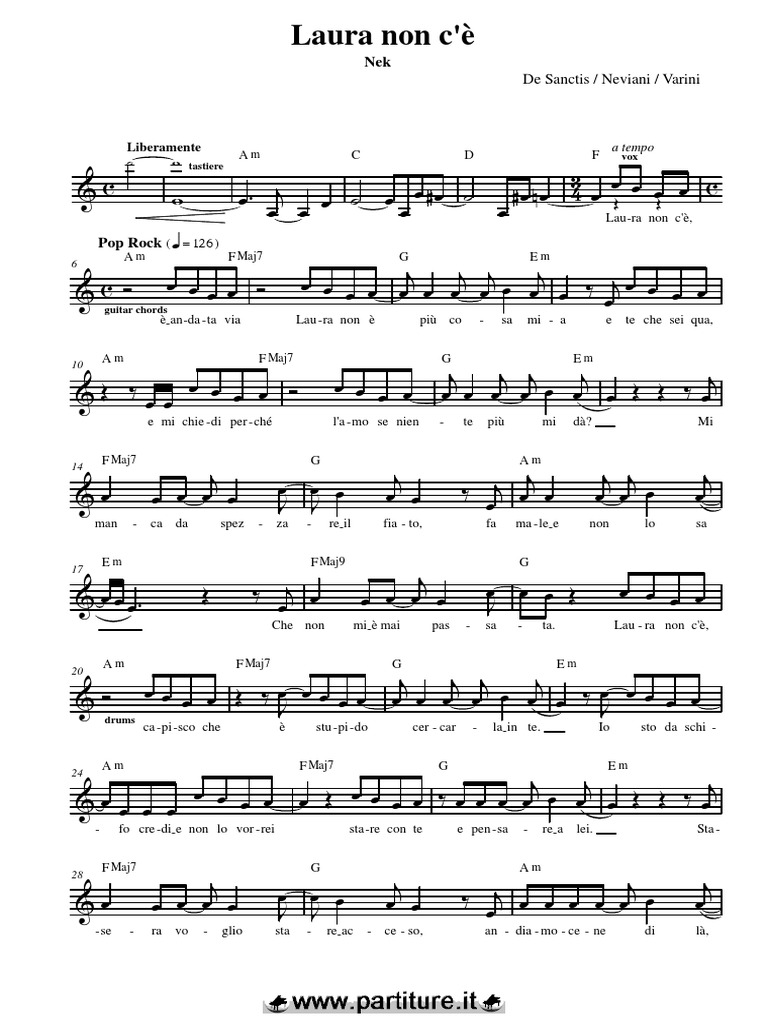 Laura Non Ce Nek Melody Chords Pdf