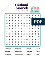 Back To School Word Search Worksheet