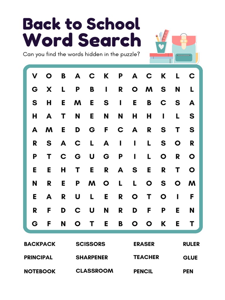 Back to School Word Search Puzzle | PDF