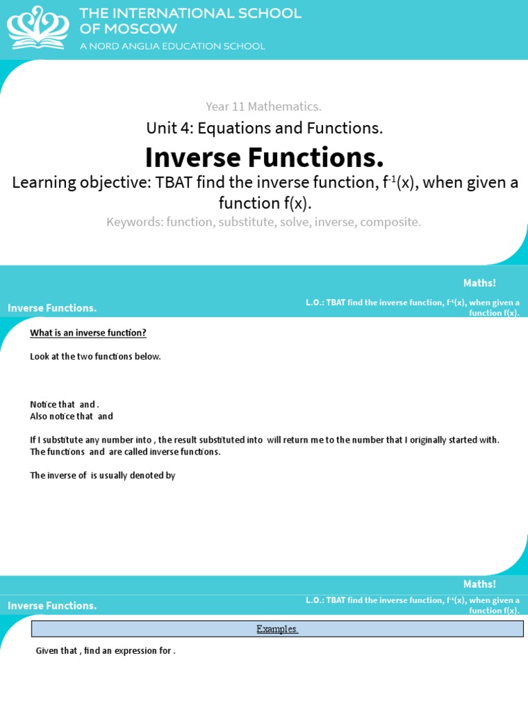 4.5 Inverse Functions. | PDF | Function (Mathematics) | Abstract Algebra