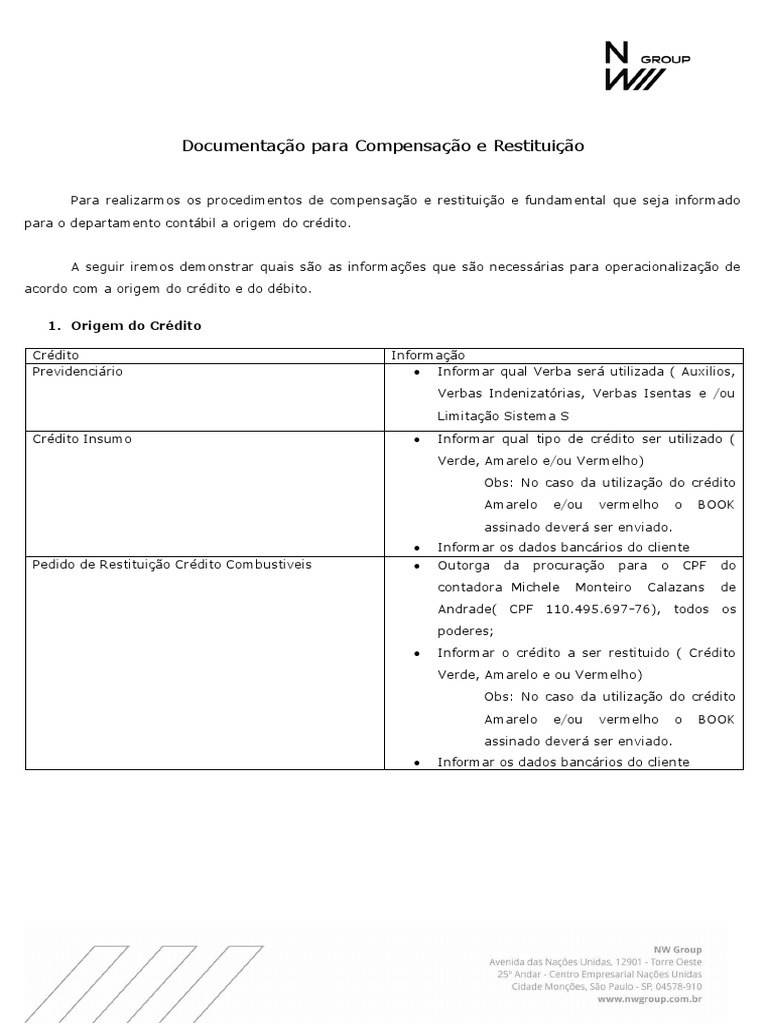 Procedimento Compensação | PDF | Contabilidade | Crédito