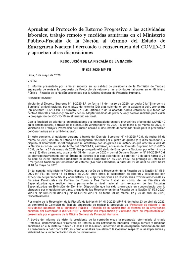 Protocolo de Retorno Laboral COVID-19 | PDF | Seguridad y salud ...