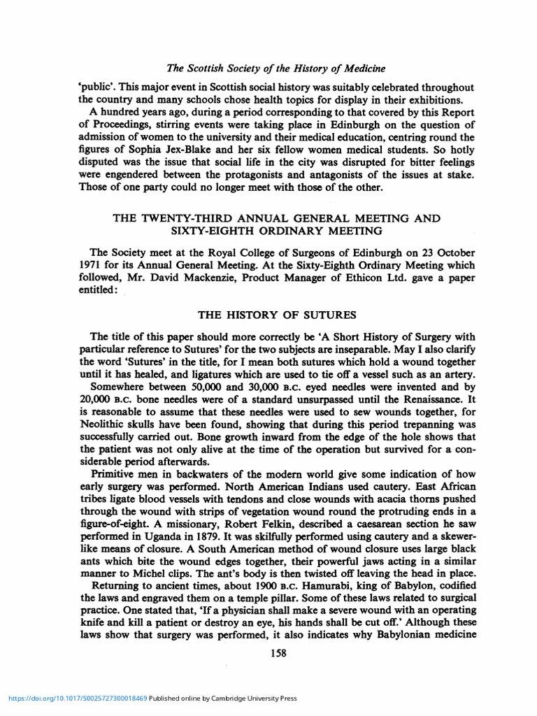 The History of Sutures PDF Surgical Suture Surgery