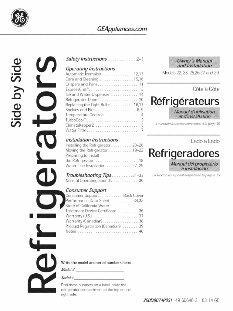 Refr RS Safety Instructions................ PDF Refrigerator Ac