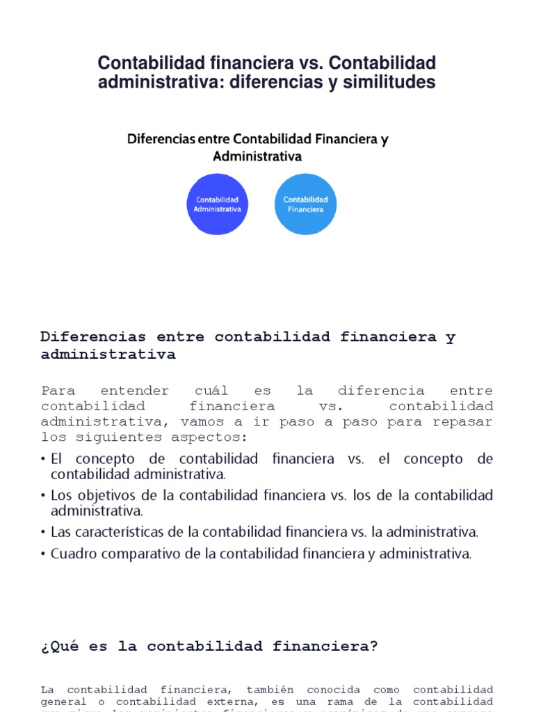Diferencias Entre La Contabilidad Financiera y La Gerencial.. | PDF ...