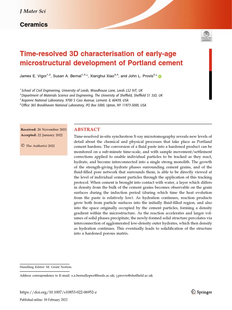 Vigor Et Al2022Journal of Materials Science Download Free PDF Cement Porosity