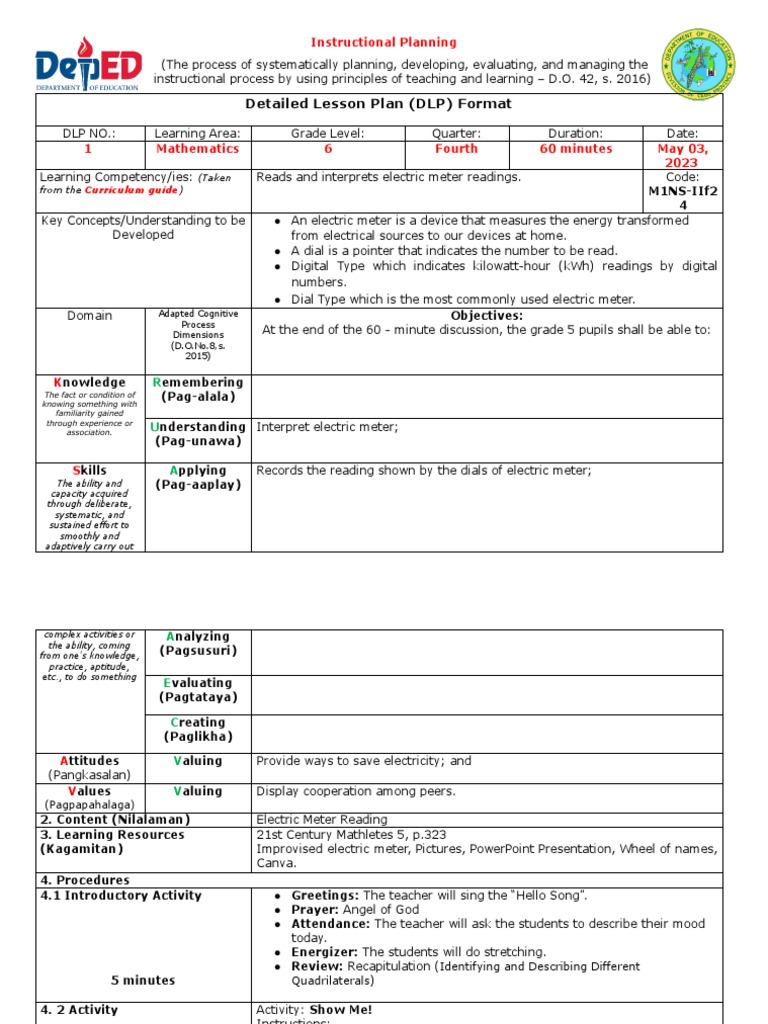 Detailed Lesson Plan in Math (LORO) | PDF | Behavior Modification ...