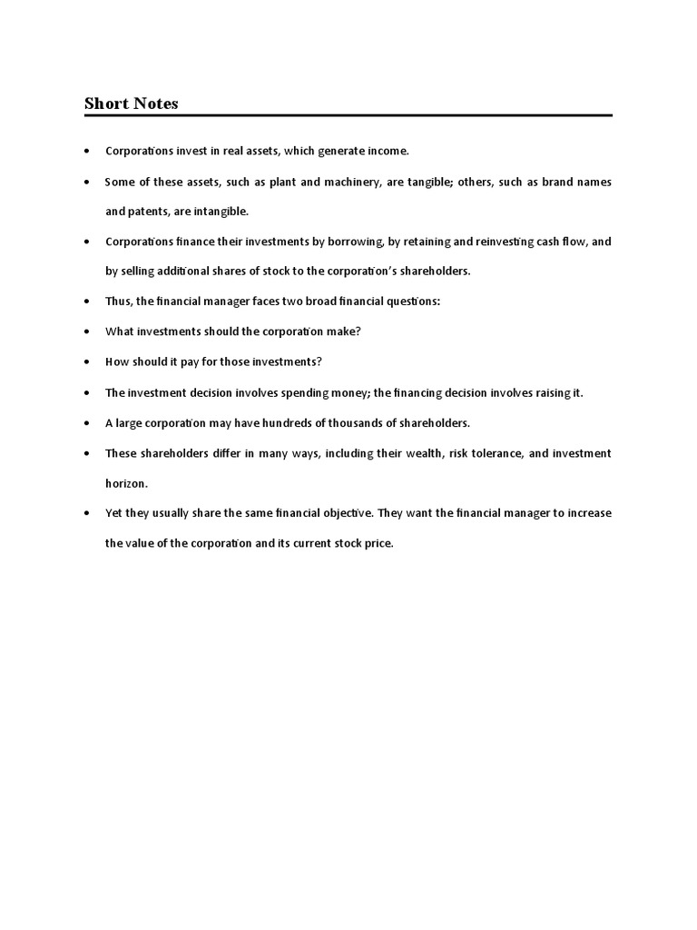 Ibf Short Notes 1 Pdf Stocks Investing