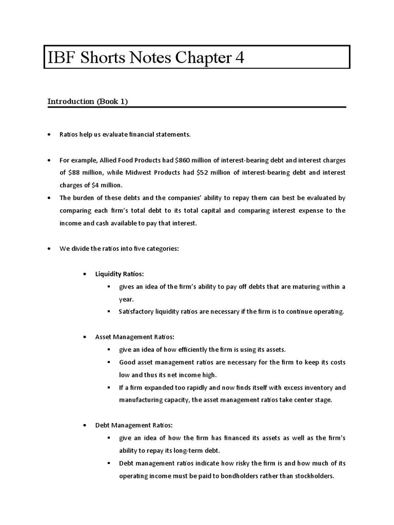 Ibf Short Notes Chapter 4 Pdf