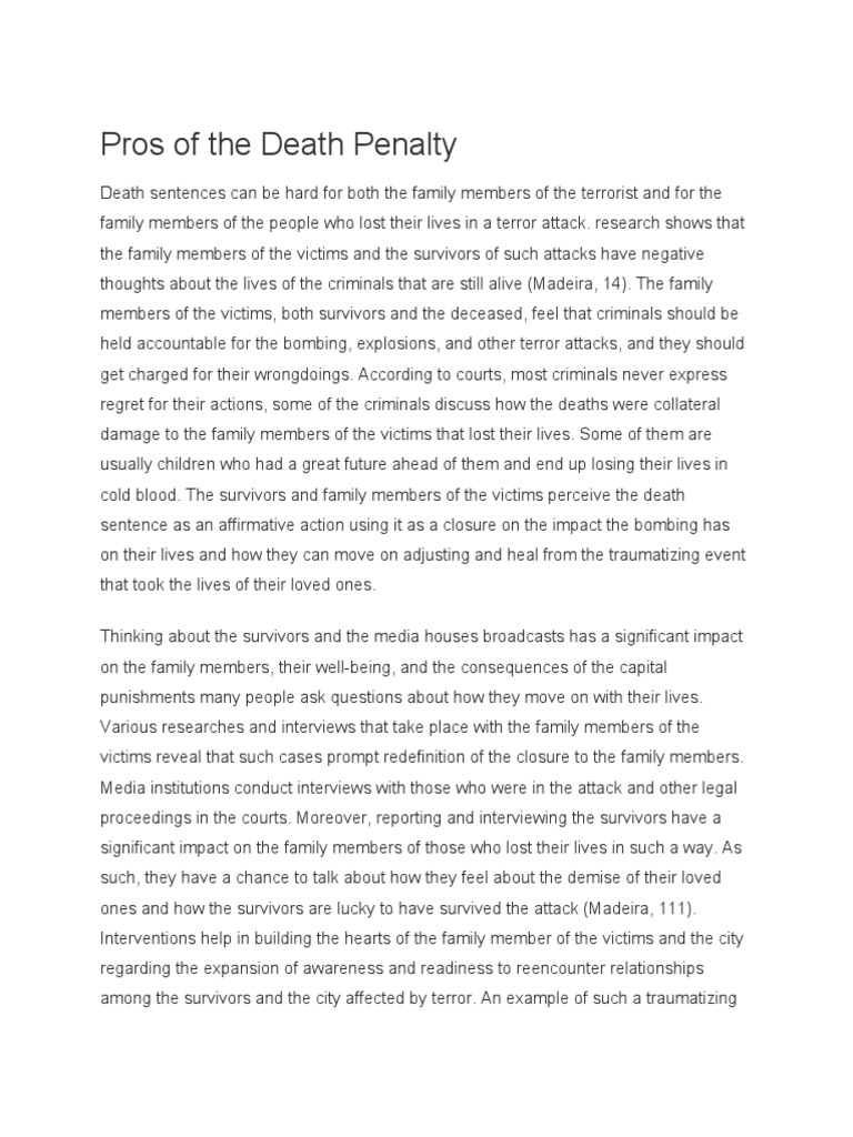 Pros and Cons of The Death Penalty PDF