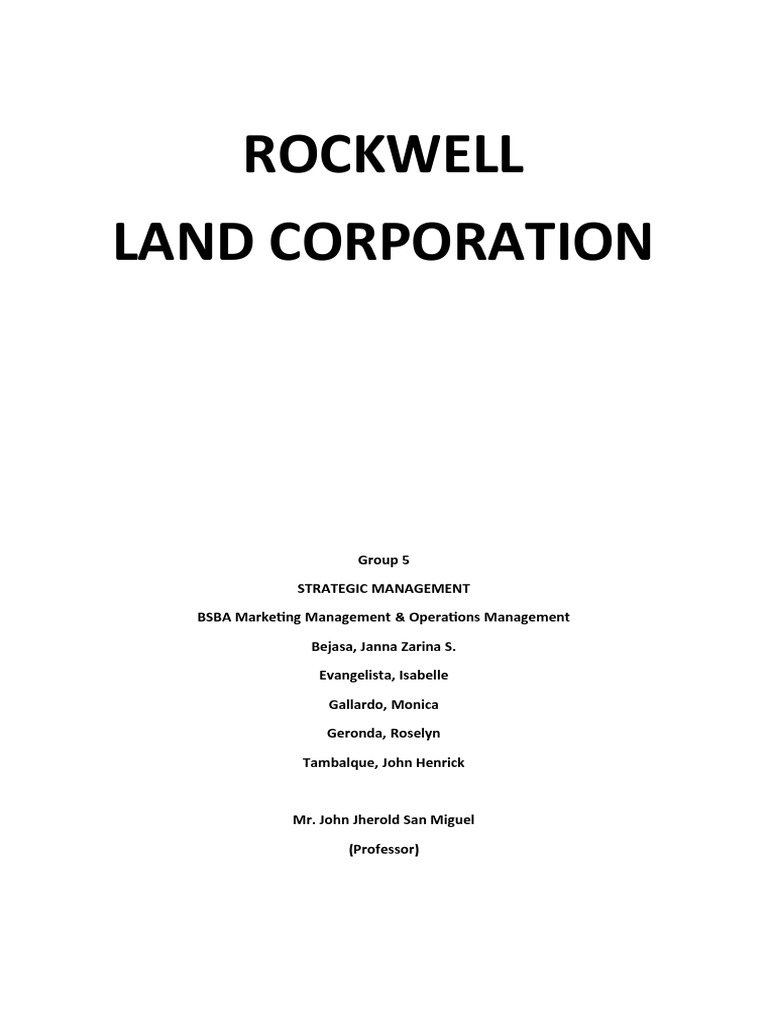 Group 5 Rockwell Land Corporation PDF Cost Of Living Real Estate