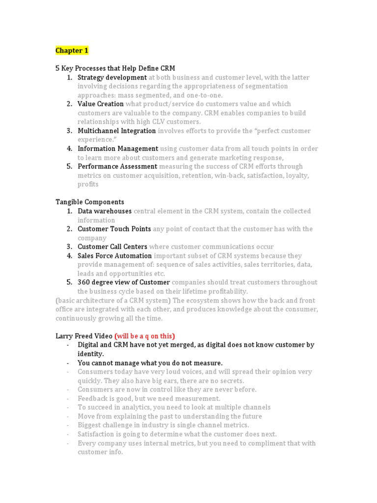 CRM - Final Exam Notes | PDF | Customer Relationship Management | Sales
