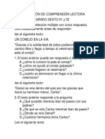 6° 01 y 02 EVALUACIÓN DE COMPRENSIÓN LECTORA